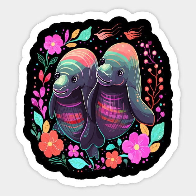 Manatee Couple Valentine Sticker by JH Mart